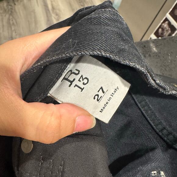 R13 Izzy Drop Crotch Jake Black Wash Loose Jean Size 27” EUC - Picture 9 of 11